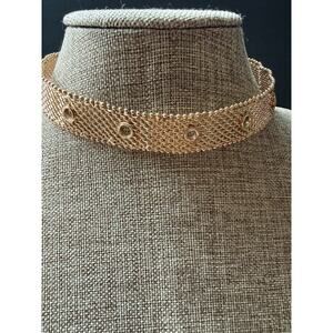 Mesh Belt Buckle Necklace Gold Tone 80s 90s Y2K